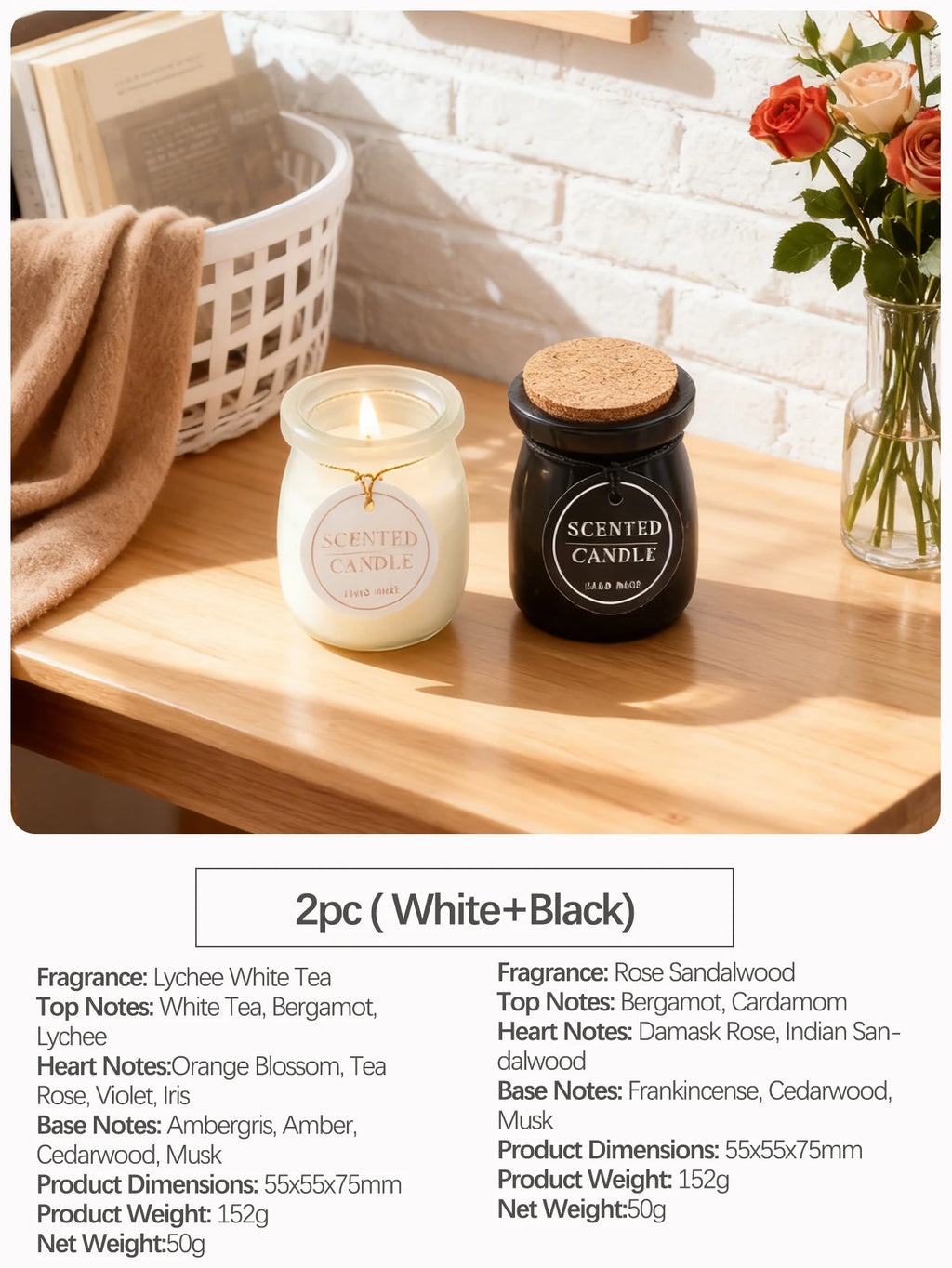 Jarred Scented Candles Oriental Woody Fragrance | Home Decor | Valentine's Day gifts | Wedding Favors |  Gifts for Women & Men