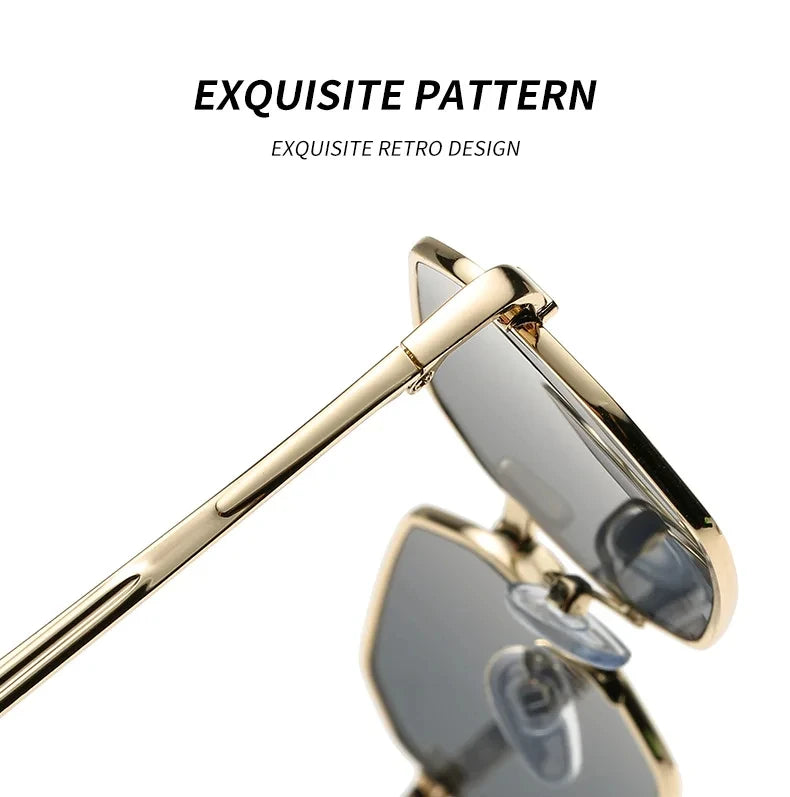 Narrow Sunglasses for Men Fashion Rectangle for Women Metal Luxury Brand Classic Sun Glasses