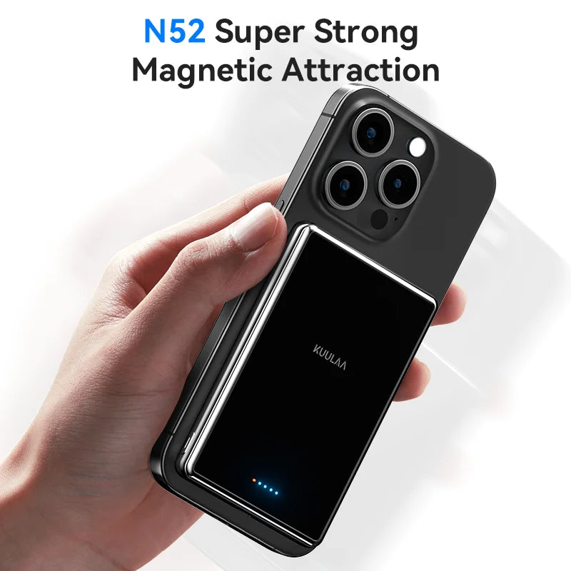 KUULAA Slim Magnetic Power Bank 10000mAh PD20W Portable Charger Wireless External Battery for iPhone 16 15 14 Pro Max Powerbank