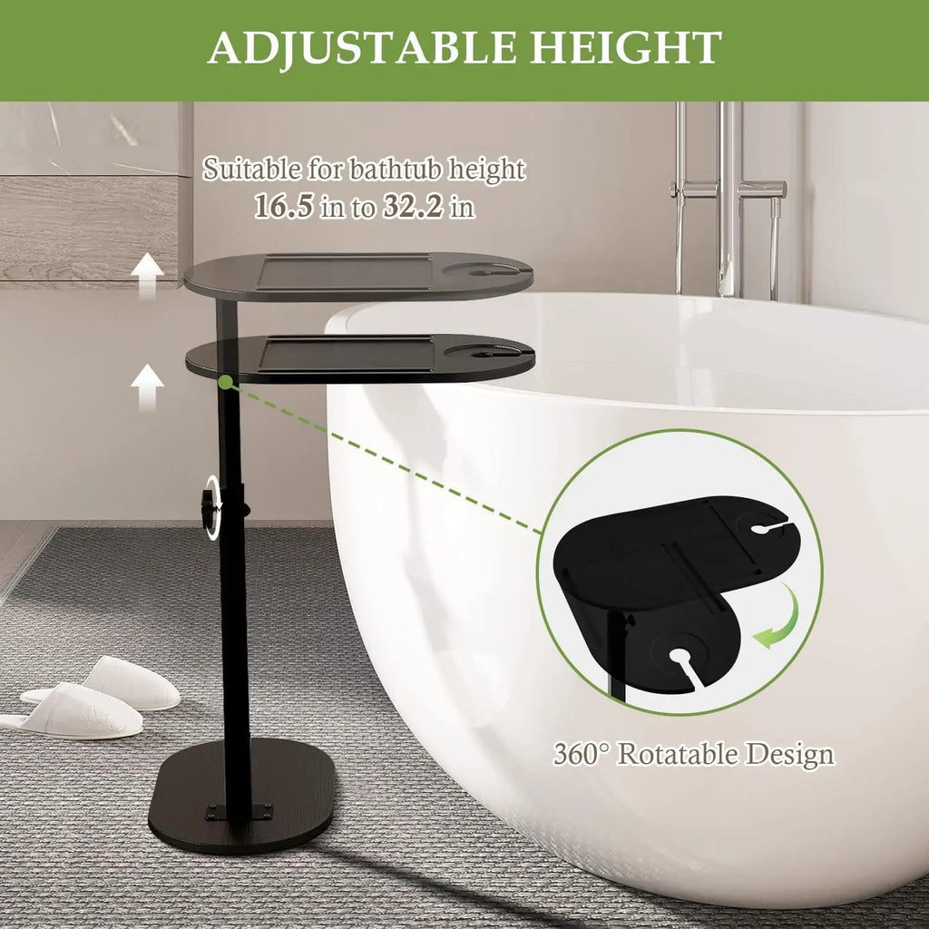 Bamboo Bathtub Side Tray Wooden Bathtub Tray Table Height Adjustable Freestanding Bath Caddy Tray Bathtub Side Table Home Spa