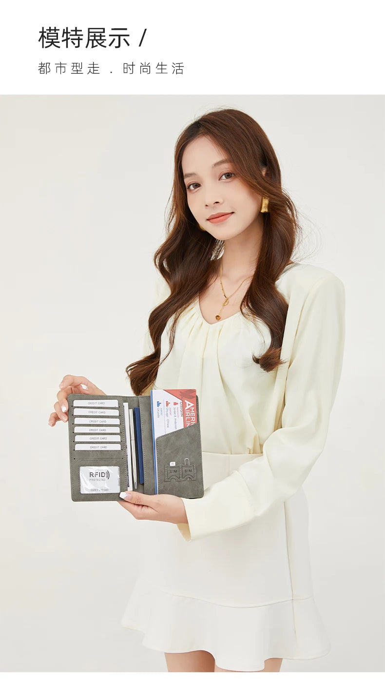 RFID Anti-Theft Brush Passport Bag, Passport Holder, Travel Ticket, Simple Fashion, Multi-Functional Passport Holder