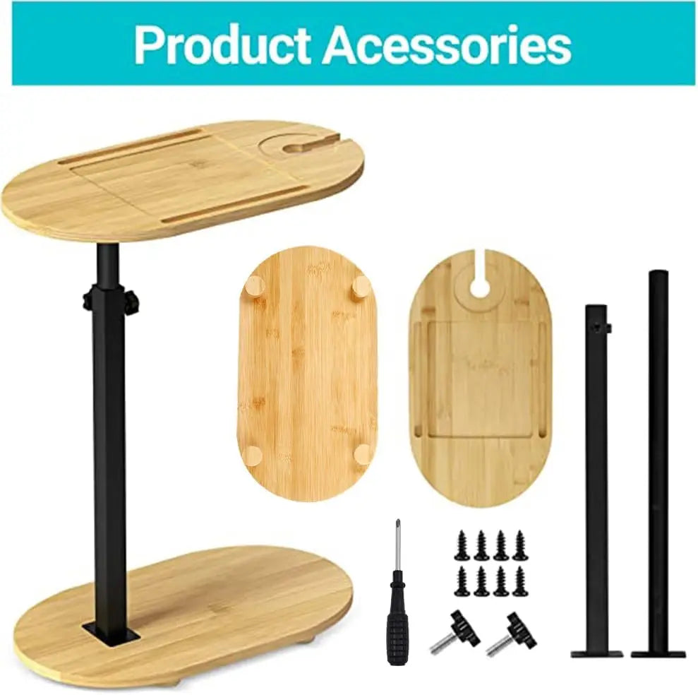 Bamboo Bathtub Side Tray Wooden Bathtub Tray Table Height Adjustable Freestanding Bath Caddy Tray Bathtub Side Table Home Spa