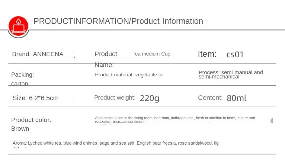 Aromatherapy essential oil candle smokeless soybean candle cup household fragrance ornament souvenir