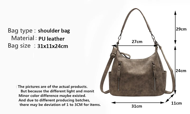 Women Crossbody Bag Luxury Designer Oblique Cross Single Shoulder Bag Large Capacity Handbags Retro Matte PU Leather Hobos