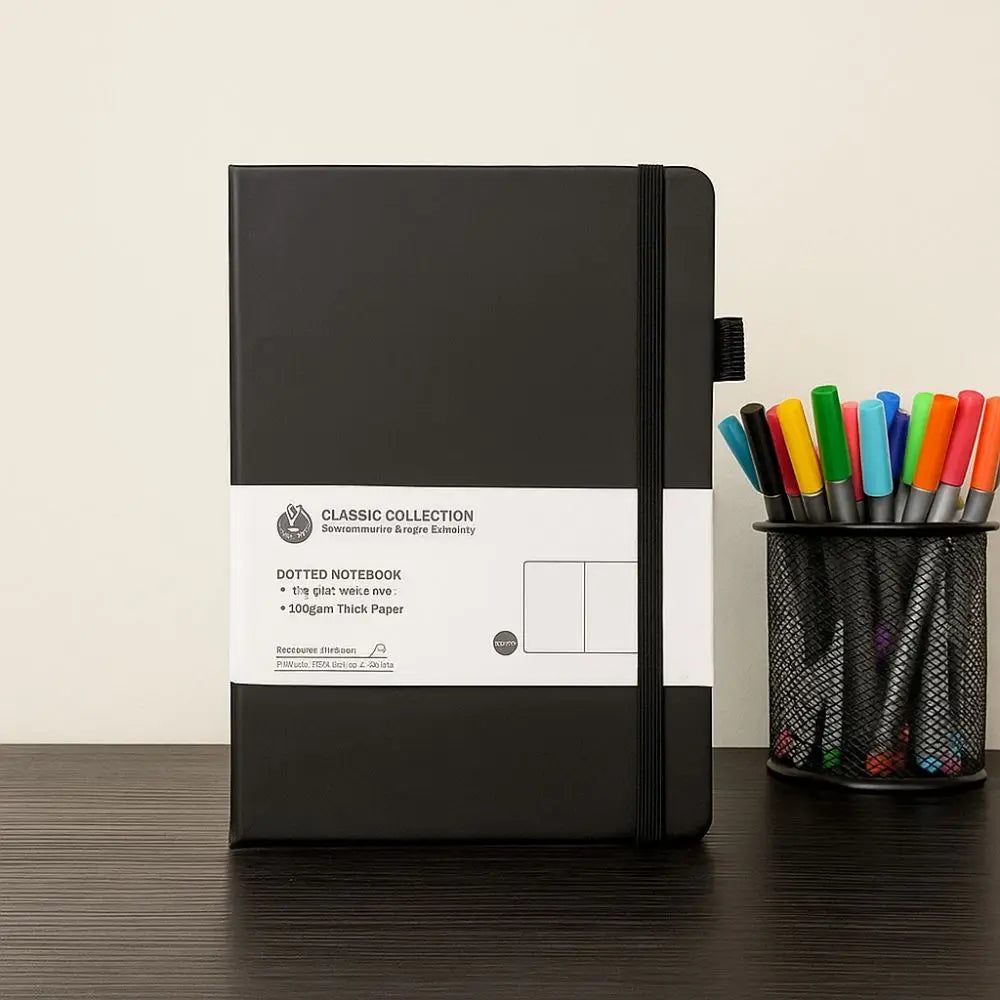 Stationery Premium A5 Notebook Bookmark Ribbon Back Pocket Journal Notebook Tie-strap Business Notebook Office