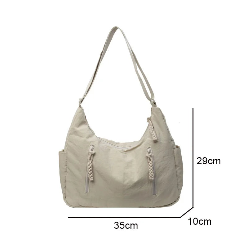 Trendy Women's Soft Cloth Shoulder Bag Solid Color Student 2026 Spring Y2k Casual Style Big Handbags Crossbody Bags for Women
