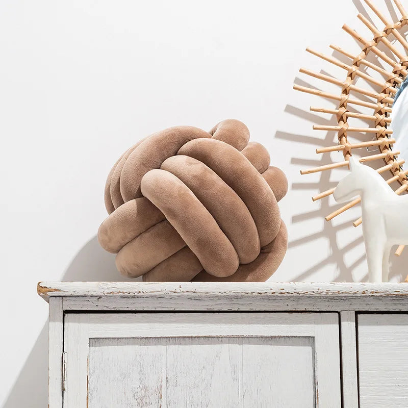 Knot Pillow Ball Round Throw Pillows Home Decor Cushion Decorative Aesthetic Handmade Throw Pillows Khaki Cream Pink White Black