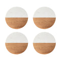 Stylish Wooden and Marble Coaster Set, Elegant Design for Coffee Tables, Durable, Perfect for Protecting Your Furniture