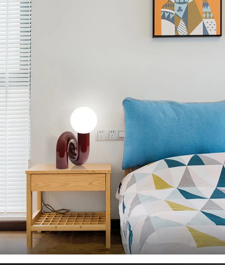 Modern glass spherical table lamp hotel children's room bedroom living room minimalist art model room decoration table lamp