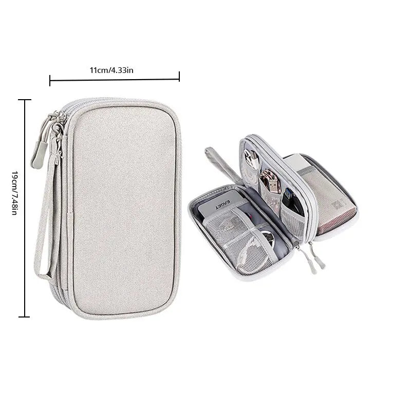 Travel Organizer Bag Cable Storage Organizer Pouch Carry Case Portable Waterproof Double Layers Storage Bags Cable Cord Charger
