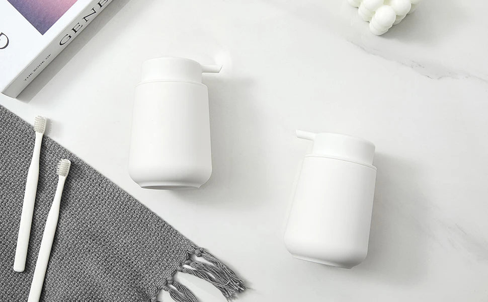 Matte Black Liquid Hand Soap Dispenser Plastic 11oz - Modern Minimalist Style for Bathroom & Kitchen Countertop Refillable