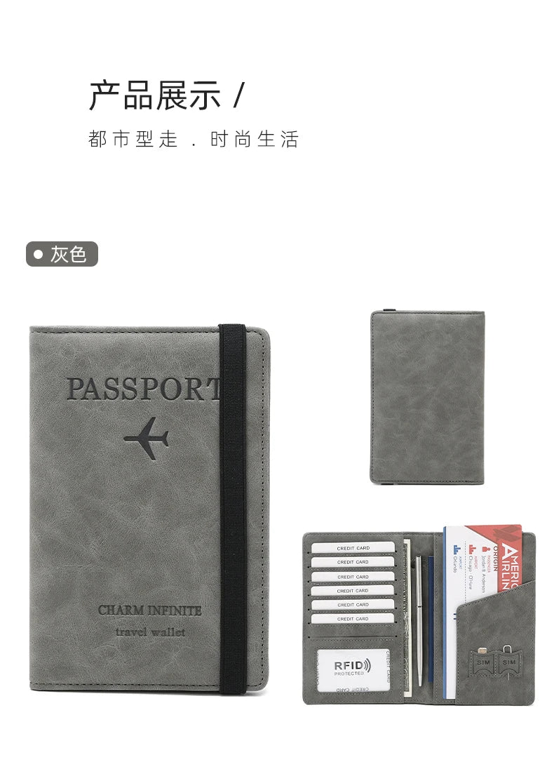 RFID Anti-Theft Brush Passport Bag, Passport Holder, Travel Ticket, Simple Fashion, Multi-Functional Passport Holder