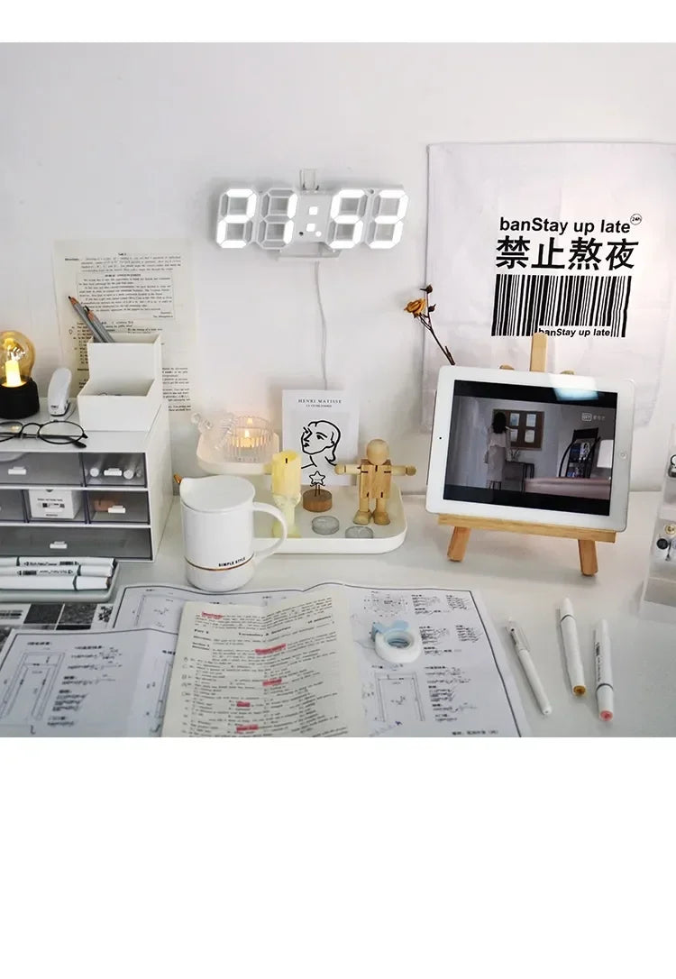 Digital Wall Clock Desk Watches Electronic Alarm Modern Home Decoration for Bedroom Decor Interior Led Table Clocks Living Room