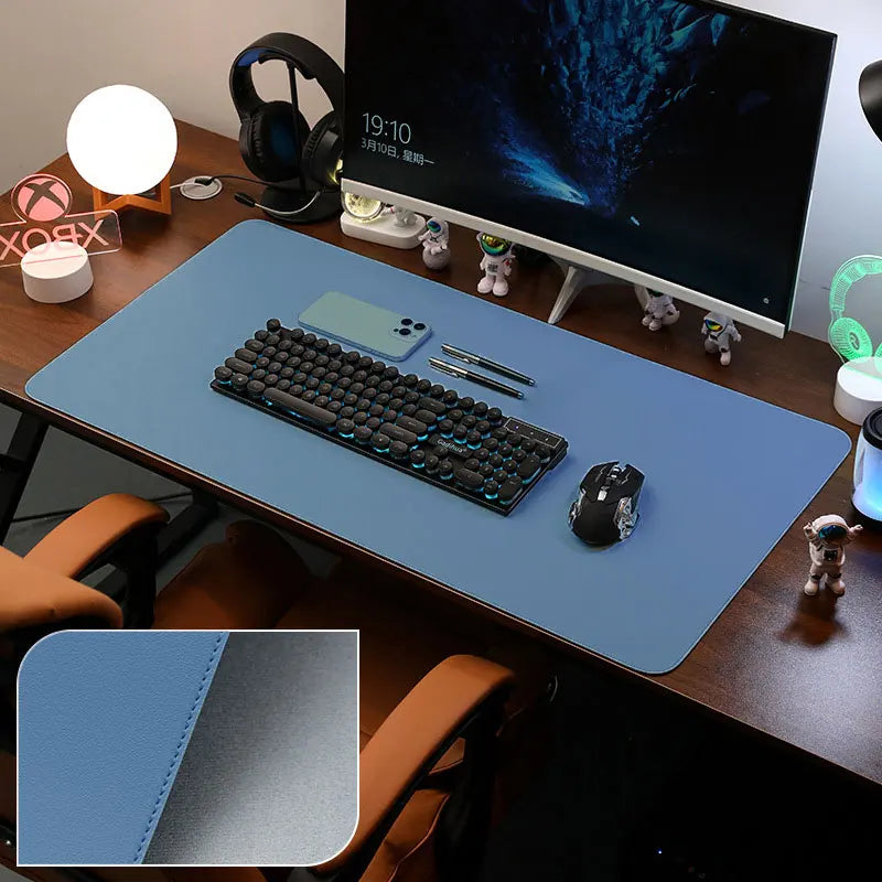 Leather Desk Pad Protector, Large Mouse Pad, Office Desk Mat, Non-Slip PU Leather with Stitched Edges Desk Blotter, Desktop Mat