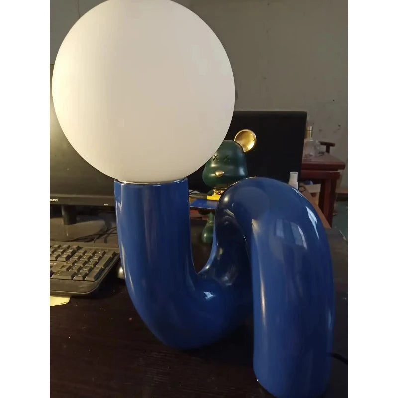 Modern glass spherical table lamp hotel children's room bedroom living room minimalist art model room decoration table lamp