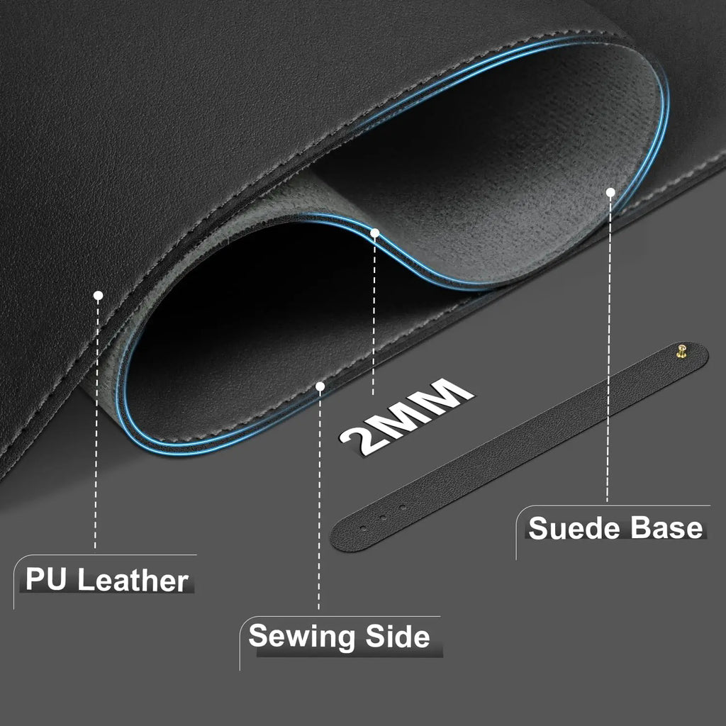 Leather Desk Pad Protector, Large Mouse Pad, Office Desk Mat, Non-Slip PU Leather with Stitched Edges Desk Blotter, Desktop Mat