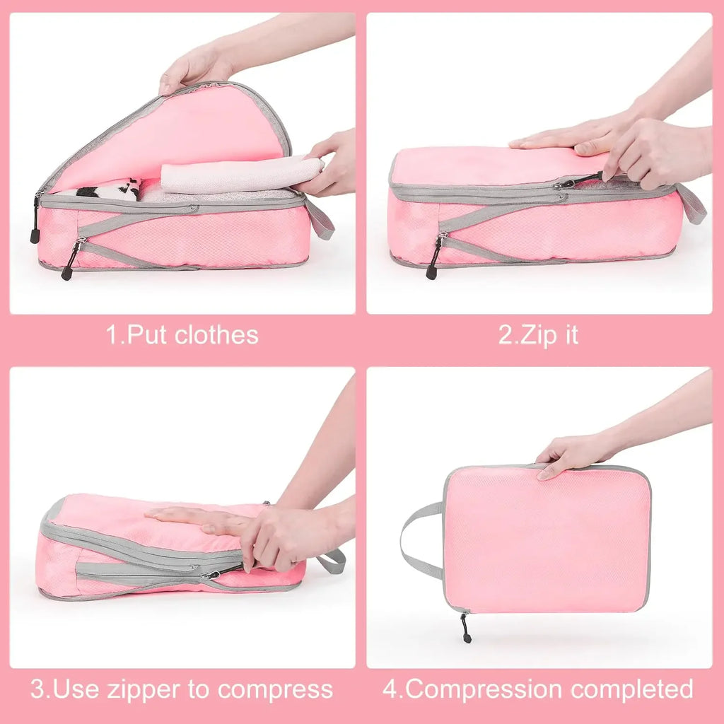 Travel Luggage Organizer Compression Packing Cubes for Carry on Luggage Large Capacity Suitcase Bags Set Waterproof Storage Bags