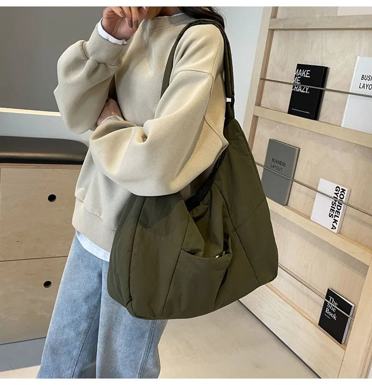 Trendy Women's Soft Cloth Shoulder Bag Solid Color Student 2026 Spring Y2k Casual Style Big Handbags Crossbody Bags for Women