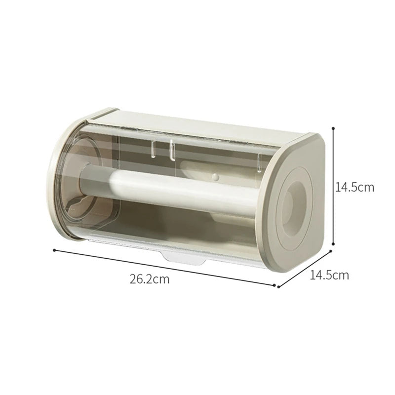 Bathroom Paper Towel Organizer Large Roll Wall Mount Holder With Clear Dustproof Cover Modern Tissue Dispenser Storage