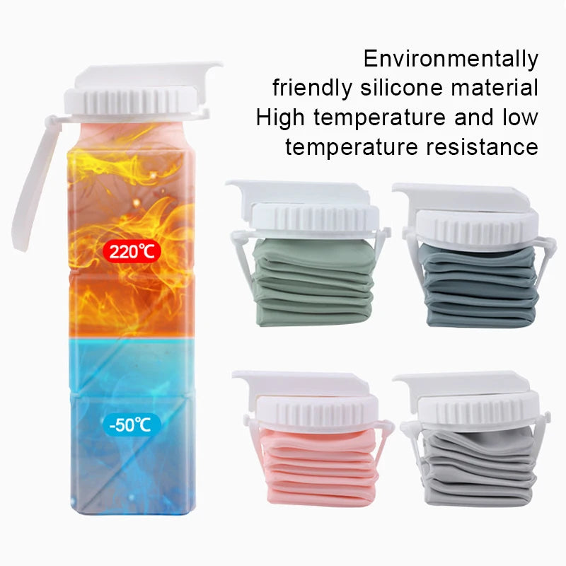 Collapsible Water Bottle with Leakproof Valve, Reusable Silicone Water Bottle for Travel, Gym, Camping, Sport