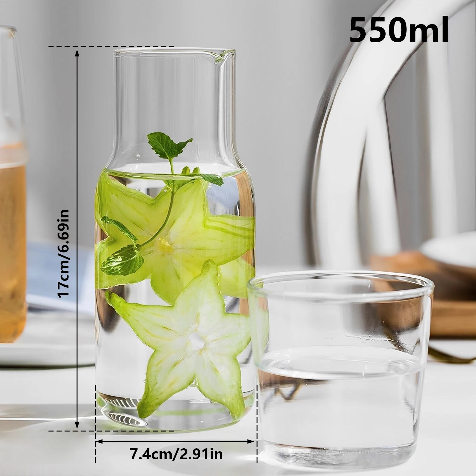 Transparent Water Carafe With Tumbler Cup Glass Water Bottle Sets Teacup Kitchen Pitcher Heat Resistant Milk Coffe Bottle Set