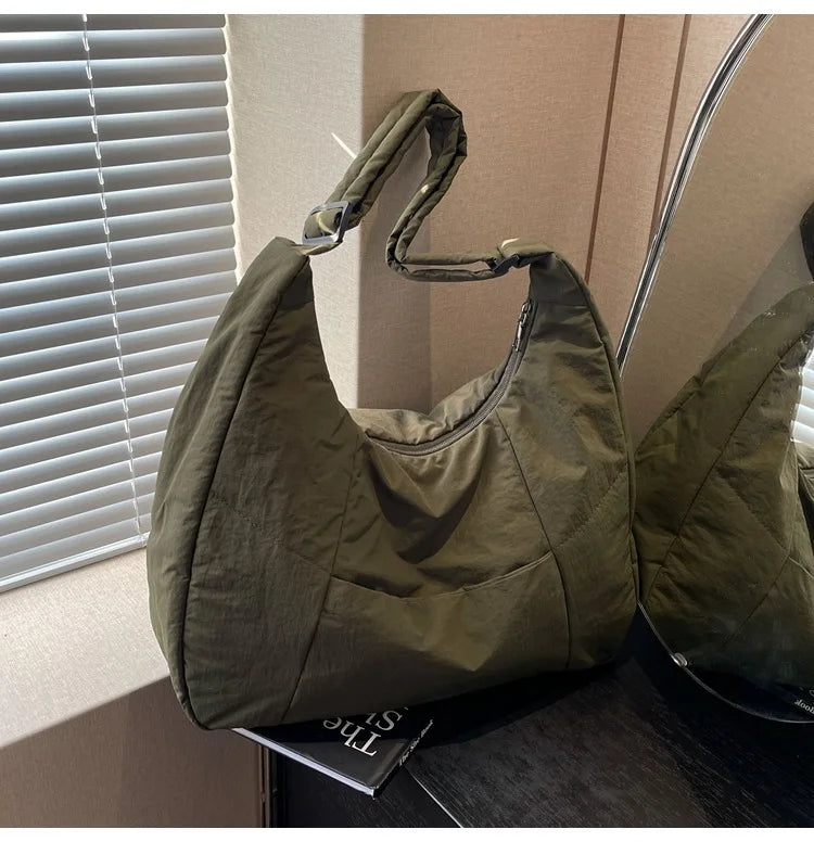 Trendy Women's Soft Cloth Shoulder Bag Solid Color Student 2026 Spring Y2k Casual Style Big Handbags Crossbody Bags for Women