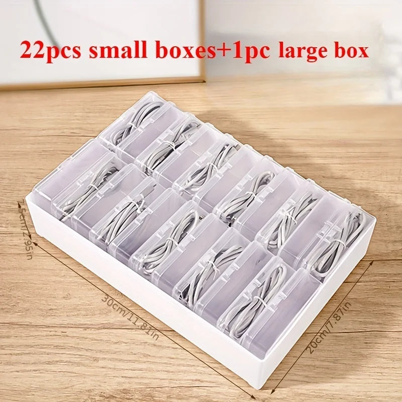 Cable Organizer Boxes -Desktop Cable Management,Charging Cable and Accessories Organizer, Desk&Drawer Organizer for Home Storage