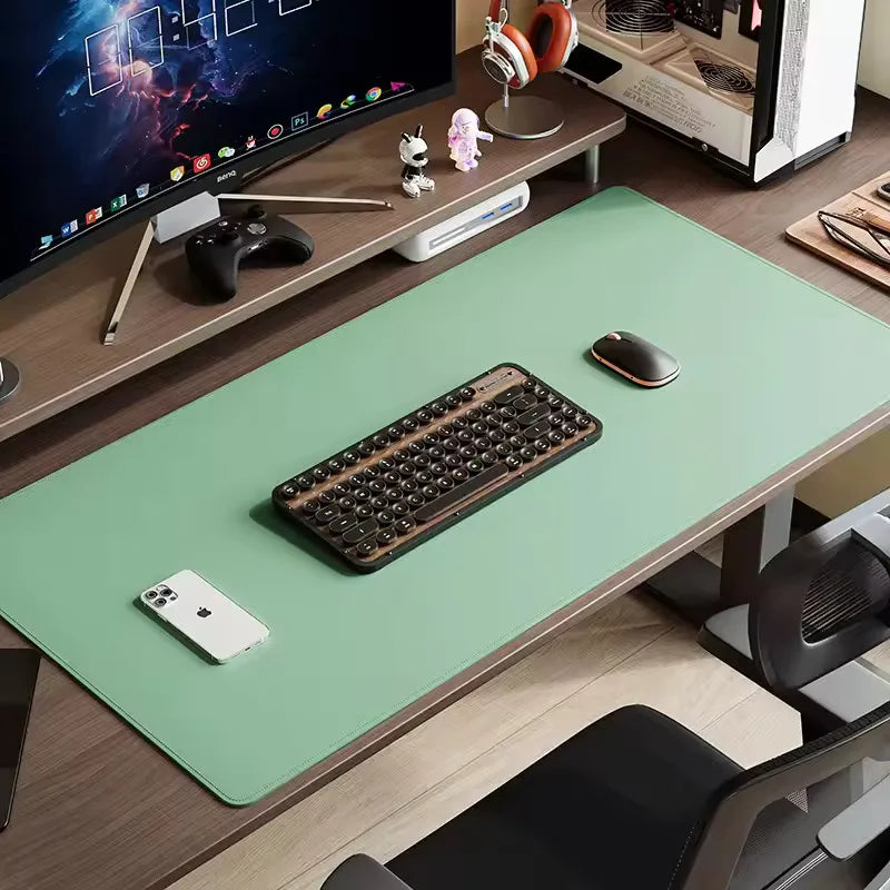 Leather Desk Pad Protector, Large Desktop Mat, Office Desk Mat, Non-Slip PU Leather with Stitched Edges Desk Blotter, Mouse Pads