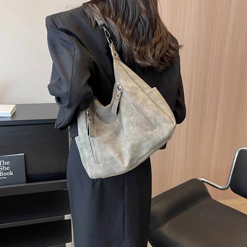 Women Crossbody Bag Luxury Designer Oblique Cross Single Shoulder Bag Large Capacity Handbags Retro Matte PU Leather Hobos