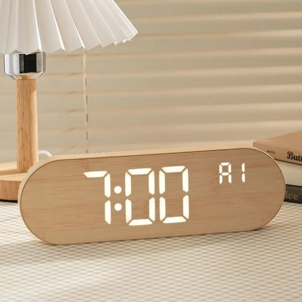 Minimalist Design Digital Wall Clock Silent Operation Nordic Style Alarm Clock Temperature Date Display Hanging Mount