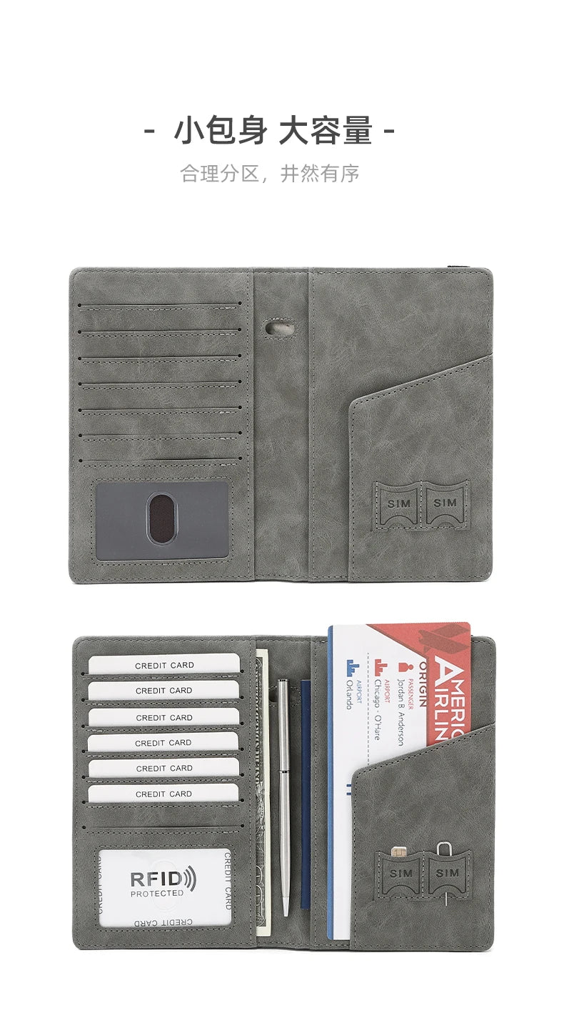RFID Anti-Theft Brush Passport Bag, Passport Holder, Travel Ticket, Simple Fashion, Multi-Functional Passport Holder