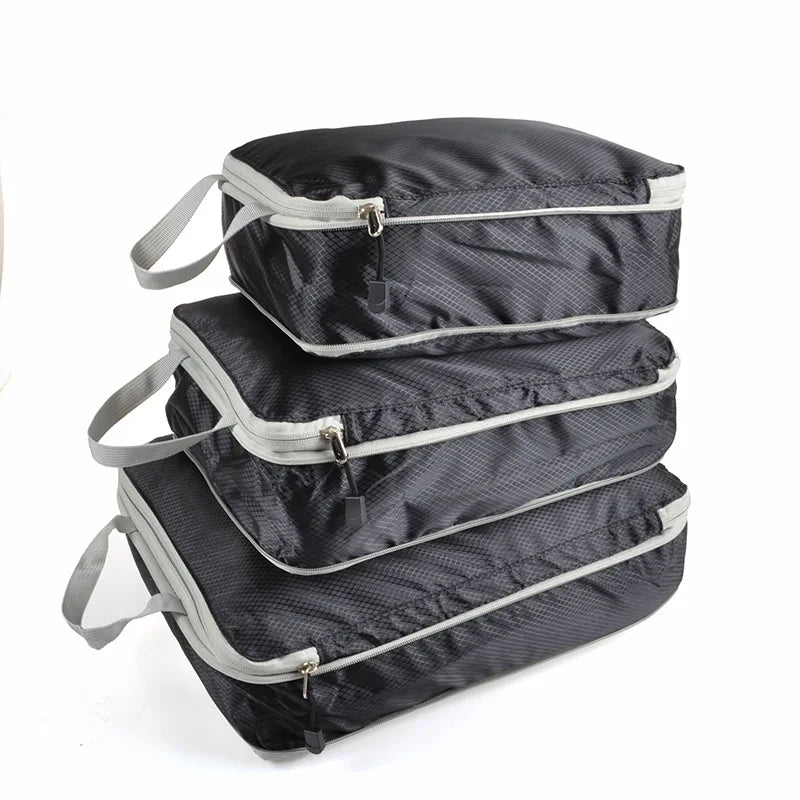 Luggage Cubes Organizer Portable Travel Storage Bag Compressible Packing Cubes Foldable Waterproof Travel Suitcase Nylon Handbag