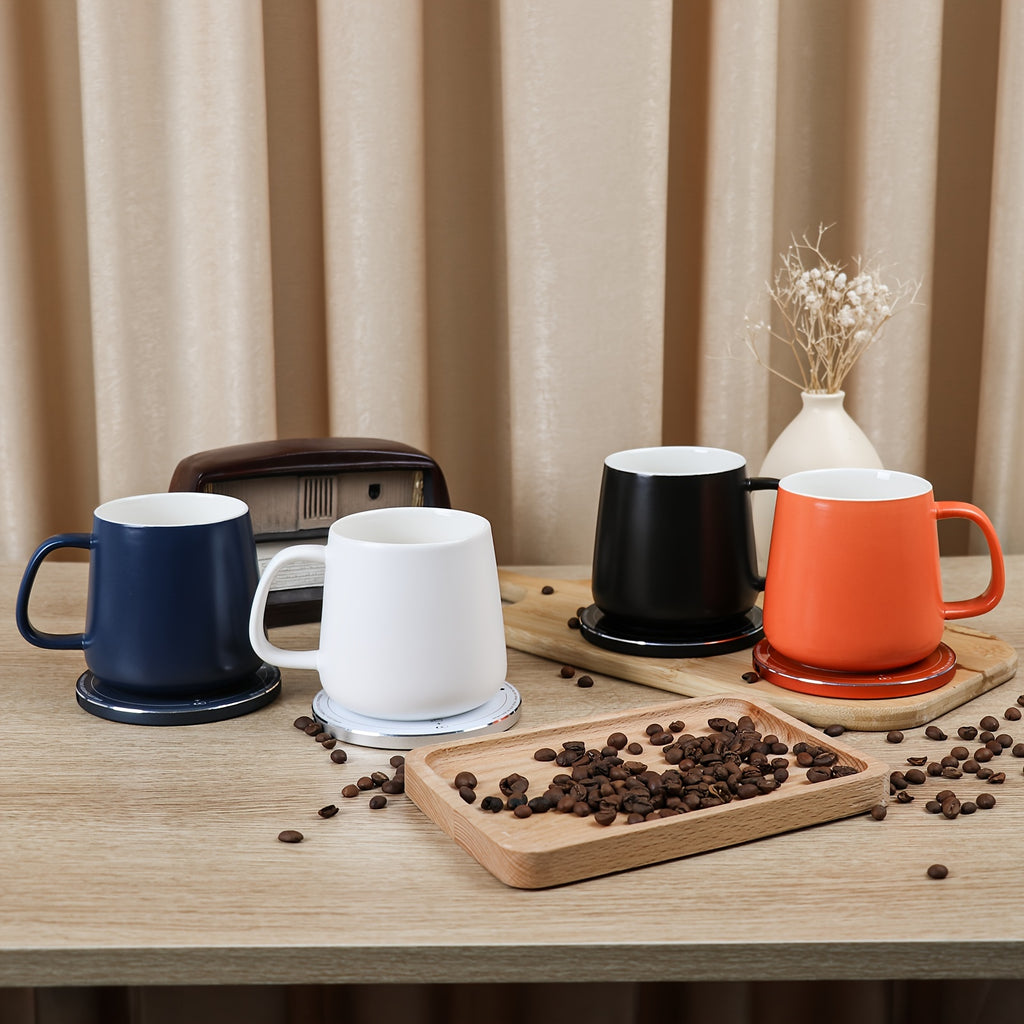 Self Heating Coffee Mug With 15W Wireless Charging Pad - 131°F/55°C Smart Temperature Control, Suitable For Office & Home (380 ML/13 Fl Oz) - Energy Efficient, Modern Design.