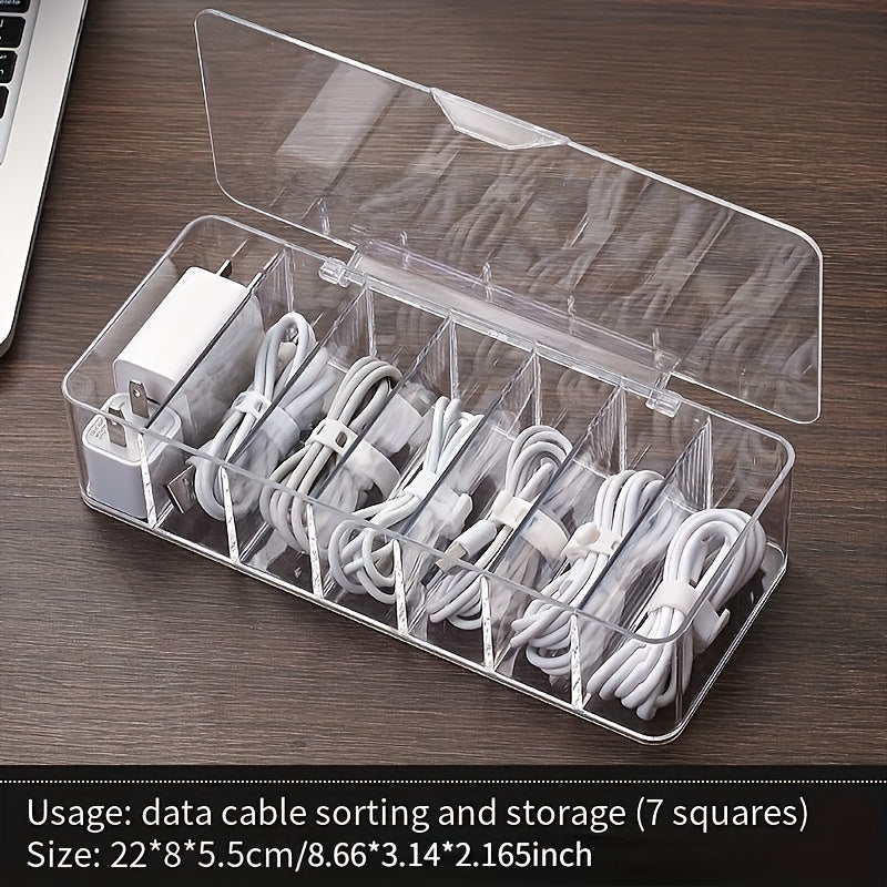 Clear Plastic Cable Organizer Box, Dust-Free Desktop Storage for Cables and Accessories, Durable Material, Easy to Use