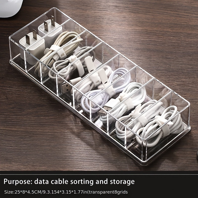Clear Plastic Cable Organizer Box, Dust-Free Desktop Storage for Cables and Accessories, Durable Material, Easy to Use