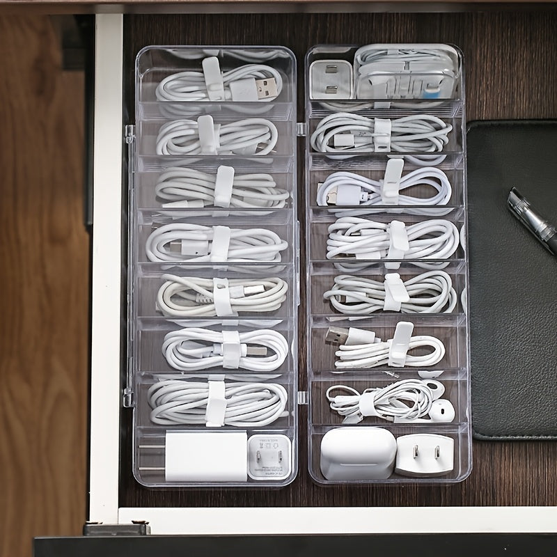 Clear Plastic Cable Organizer Box, Dust-Free Desktop Storage for Cables and Accessories, Durable Material, Easy to Use