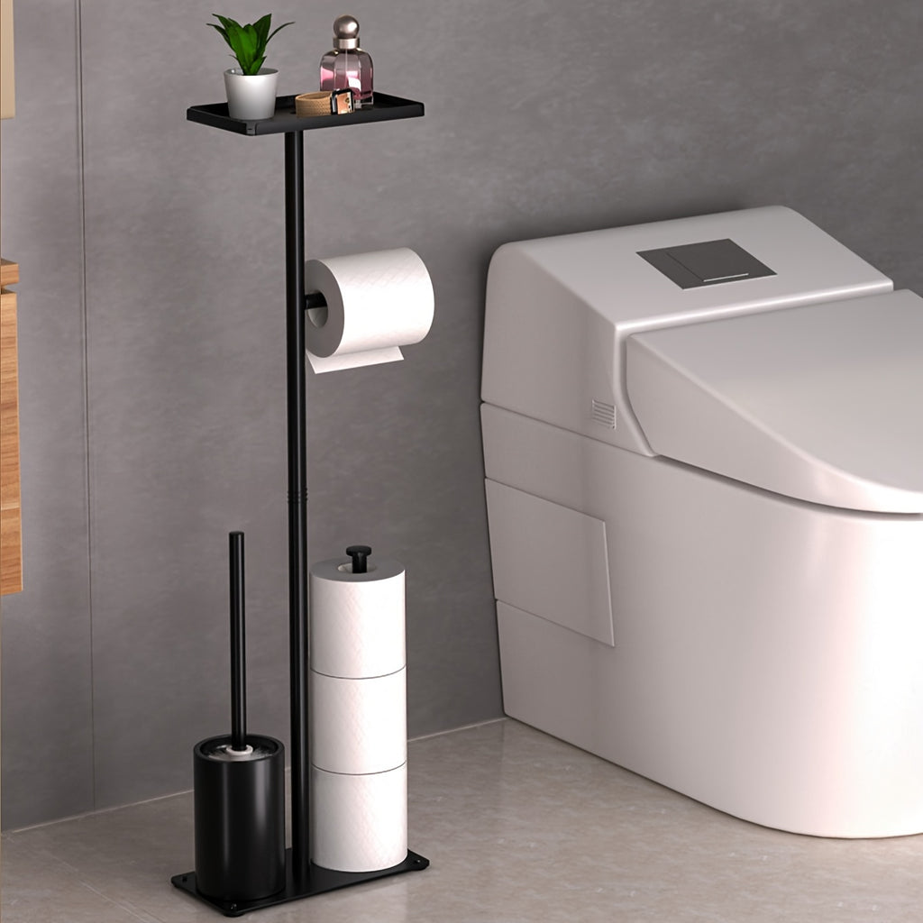 Space-Saving Bathroom Organizer with Toilet Brush and Tissue Holder - Moisture-Proof, Wall-Mounted Storage Rack for Easy Access