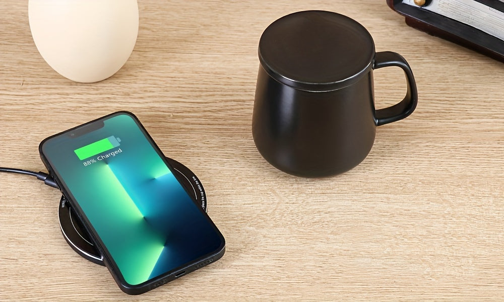 Self Heating Coffee Mug With 15W Wireless Charging Pad - 131°F/55°C Smart Temperature Control, Suitable For Office & Home (380 ML/13 Fl Oz) - Energy Efficient, Modern Design.