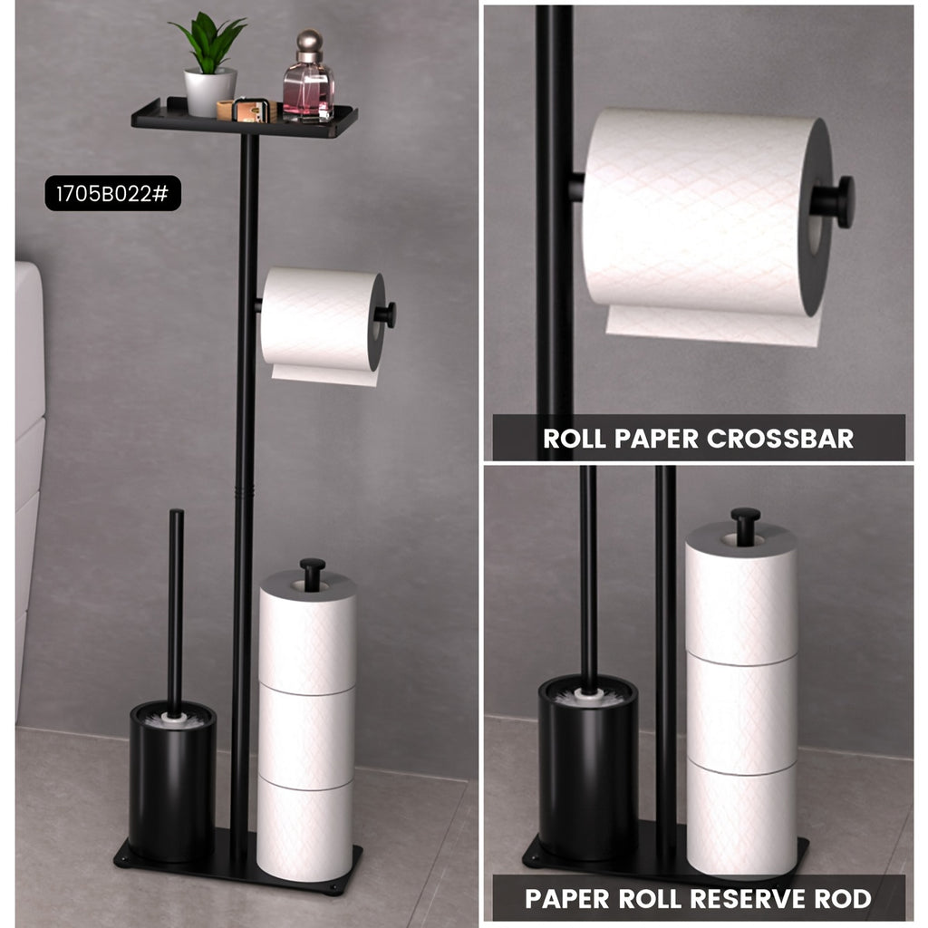 Space-Saving Bathroom Organizer with Toilet Brush and Tissue Holder - Moisture-Proof, Wall-Mounted Storage Rack for Easy Access