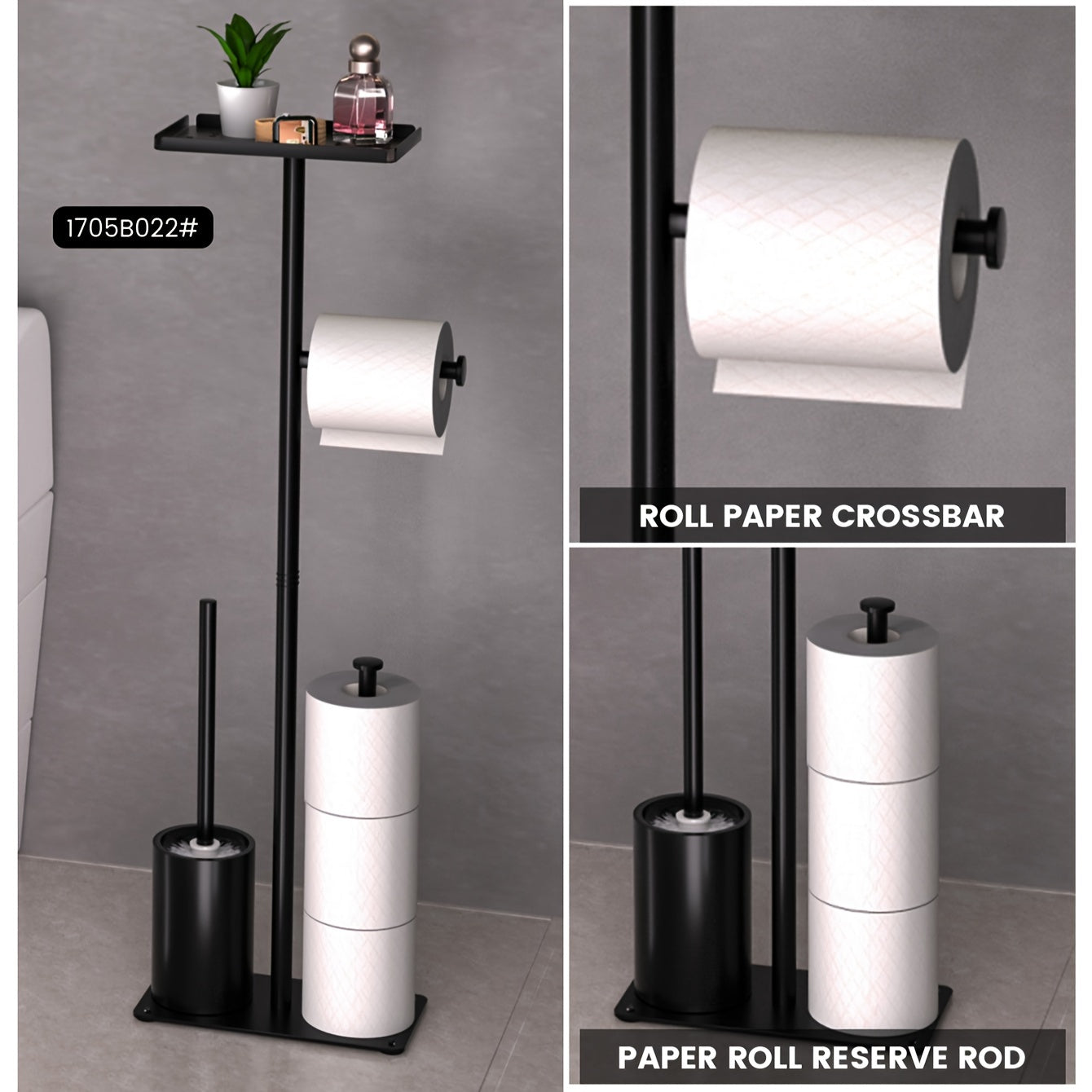 Space-Saving Bathroom Organizer with Toilet Brush and Tissue Holder - Moisture-Proof, Wall-Mounted Storage Rack for Easy Access
