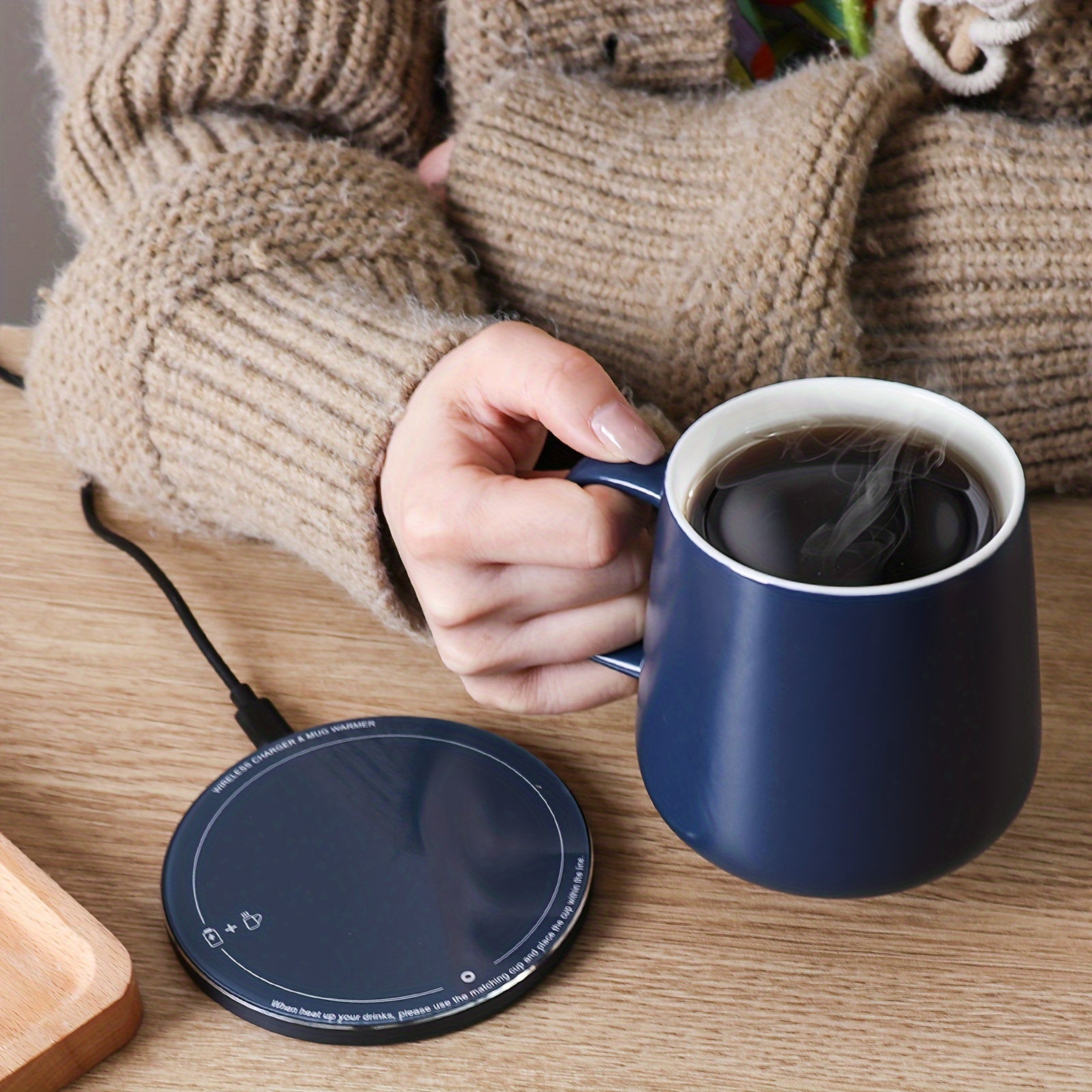 Self Heating Coffee Mug With 15W Wireless Charging Pad - 131°F/55°C Smart Temperature Control, Suitable For Office & Home (380 ML/13 Fl Oz) - Energy Efficient, Modern Design.