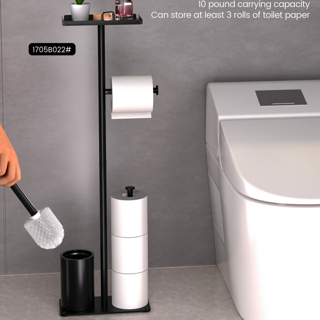 Space-Saving Bathroom Organizer with Toilet Brush and Tissue Holder - Moisture-Proof, Wall-Mounted Storage Rack for Easy Access